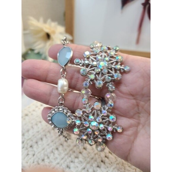 Princess Jewelry Gift Set Necklace 2 Bracelets Snowflake Blue Crystal Holiday - Picture 4 of 4